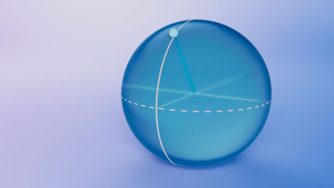 Qubit image showing Bloch sphere representation
