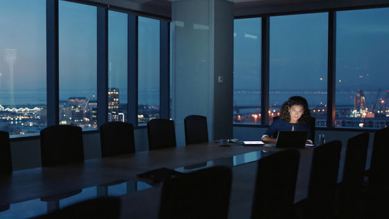 lady is working in conference room