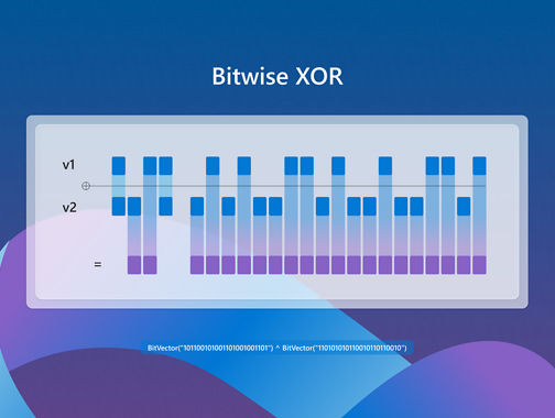 Bitwise XOR operation visualized with binary inputs and output